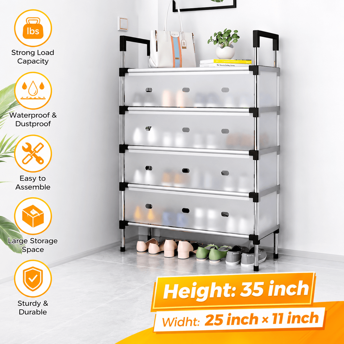 Dustproof Shoe Rack Organizer – 4 to 7 Layer Waterproof Stand for Home