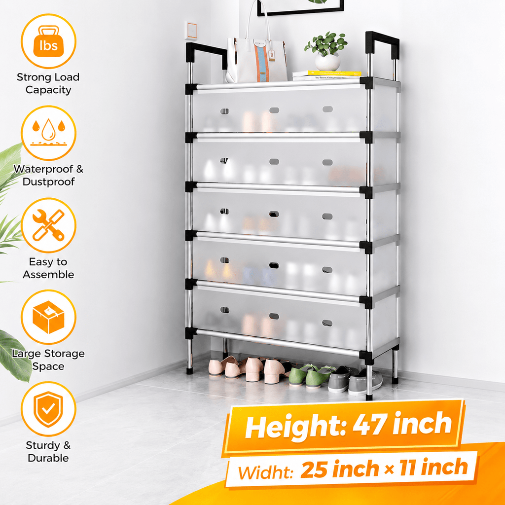 Dustproof Shoe Rack Organizer – 4 to 7 Layer Waterproof Stand for Home
